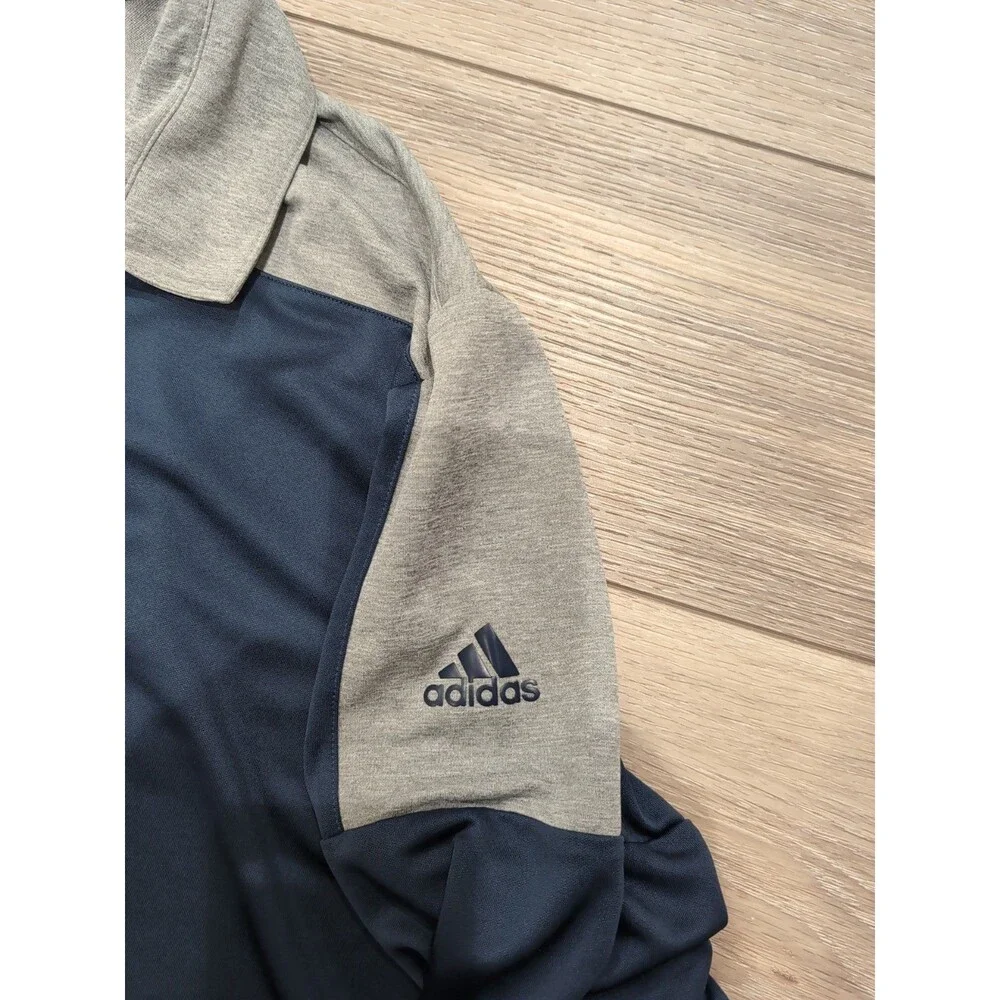 ADIDAS 3 BUTTON GOLF POLO LONG SLEEVE STRETCH PRIME GREEN MEN'S XL NAVY/GRAY